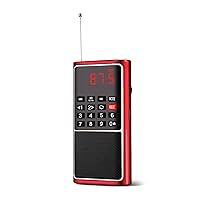 Portable Radio with Mp3 Speaker, Radios Porable FM, Radio Support Tf Card/USB/Music Recording, Emergency Radio Rechargeable Battery Powered,FM Radio with Best Reception (RED)