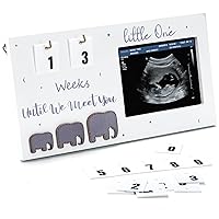 Hacaroa Sonogram Picture Frame with Countdown Weeks, Wood Ultrasound Photo Frame Pregnancy Announcement Frame, Baby Nursery Décor Gender Reveal Gifts for First Time Moms, Pregnant Women, White