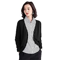 Andongnywell Women's Long Sleeve V Neck Jackets Open Front Cardigan Button Down Overcoats Outwear