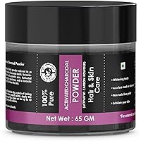 Activated Charcoal Powder (65gm), for face and Skin | Face Pack & Face Mask | for Glowing Skin, Reduces Acne and Dead Skin, Face Brightening, Impurities, Detoxifies Skin, Teeth Whitening Powder.