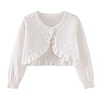 Kids Girls Top Spring/Summer Solid Color Long Sleeved Lace Single Button Cardigan Party Christmas Cardigan for