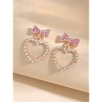 Earrings for Women- Heart & Bow Decor Drop Earrings Birthday Valentine's Day