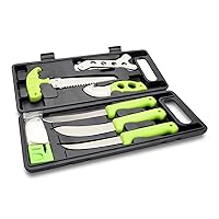 HME 9-Piece Deluxe Field Dressing Kit | Durable Portable Versatile Game Processing Knife Set in Hard Carrying Case for Hunting & Archery