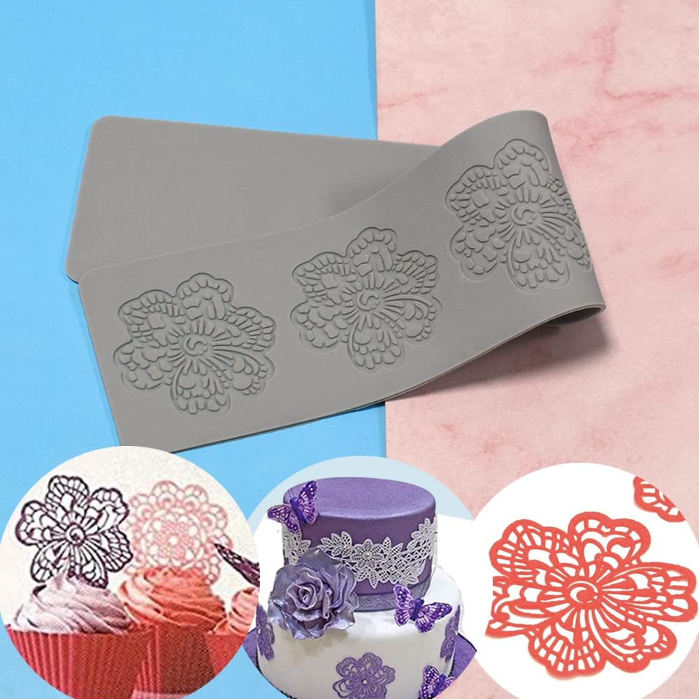 3D Hollow Flower Candy Mold Chocolate Molds Silicone Mold for Lace Mold Baking Candy Gummy Sugar Craft Cake Party Pastry Molds Food Cooking Meals Decorations Fondant Mold Polymer Clay Molds