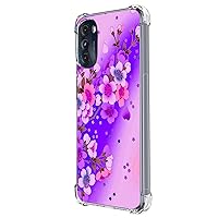 Moto G 5G 2022 Case,Purple Cherry Blossom Drop Protection Shockproof Case TPU Full Body Protective Scratch-Resistant Cover for Motorola Moto G 5G 2022