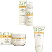 Burts Bees Daily Face Moisturizer for Sensitive Skin with Night Cream for Sensitive Skin and Face Cleanser for Sensitive Skin