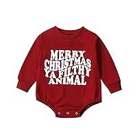 My First Christmas Baby Boy Girl Outfit Merry Christmas Sweatshirt Romper Oversized Long Sleeve Sweater Bubble Romper