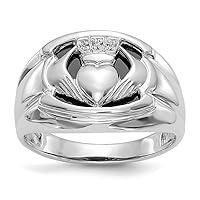14k White Gold Polished Prong set Open back Diamond mens ring Size 10 Jewelry for Men