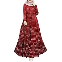 عربي Islamic Womens Casual Maxi Dress Muslim Robe Abaya Ramadan Dress Flowy Maxi Dress Islamic Evening Gown Dubai Abaya Red Large