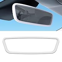 White Rear View Mirror Trim for Tesla Model 3 Y X S Semi 2014-2024, Interior Rearview Mirror Protector Silicone Screen Edge Frame Cover Decoration Trim Frame, Car Accessories (White)