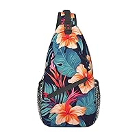 Hawaii Tropical Flower Crossbody Sling Backpack Sling Bag for Women Hiking Daypack Chest Bag Shoulder Bag