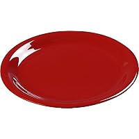 Carlisle FoodService Products Sierrus Reusable Plastic Plate with Narrow Rim for Buffets, Restaurants, and Homes, Melamine, 9 Inches, Red, (Pack of 24)