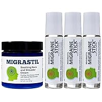 Basic Vigor Migrastil Migraine Stick 3-Pack and Soothing Neck & Shoulder Cream Bundle