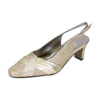 Floral Abagail Women's Wide Width Pleated Upper with Crystals Slingback Shoes