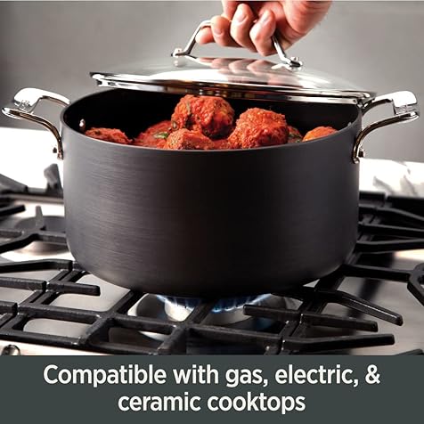 Essentials Hard Anodized Nonstick Cookware Set 10 Piece Oven Safe 350F Pots and Pans Black