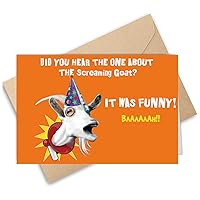 Screaming Goat Birthday Card Greeting Card Funny Invitation Card Blank Inside with Envelopes for Kids Boy Girl Kids 8 x 5.3 Inch (20x13.5cm) (Trumpet Sheep)