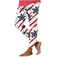 Patriotic High Waist Leggings Women Fourth of July American Flag Patterned Compression Tights Tummy Control Yoga Pants