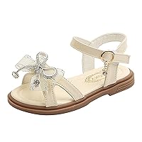 Fashion Spring Summer Children Sandals For Girls Flat Open Toe Rhinestone Solid Bowknot Toddler Sandals Girls Size 8