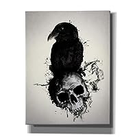 Cortesi Home Raven and Skull Wall Art, 12 in x 16 in, Black