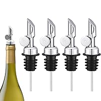 Weighted Stainless Steel Liquor Bottle Pourers: Auto Flip Spouts for Precise Pouring, Leak-Proof and Dishwasher-Safe (4pcs - Silver)