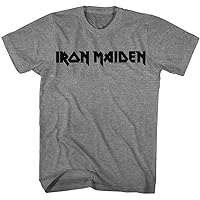 Iron Maiden Music Black Band Logo Mens Graphite Heather Short Sleeve T Shirt Vintage Style Graphic Tees