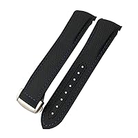 20mm 21mm 22mm Nylon Rubber Watch Band Fit for Omega GMT Seamaster Planet Ocean 600 8900 Orange Canvas Silicone Strap (Color : Black Blue, Size : 21mm)
