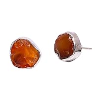 Natural Gemstone Earrings Birthstone Studs Earring for Girls and Women's Gift for mother, friend's, girlfriend 925 Sterling Silver Raw Jewelry