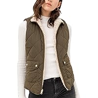 NE PEOPLE Women’s Quilted Vest – Reversible Lightweight Sleeveless Full Zip Up Faux Fur Lining Gilet Jacket with Pockets