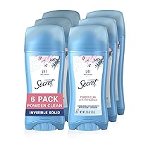 Secret Powder Clean Invisible Solid Antiperspirant and Deodorant 2.6 oz, Pack of 6