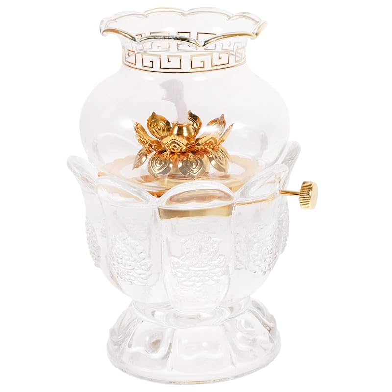 Mua HOLIDYOYO 1PC Windproof Oil lamp Lotus Butter Lamp Glass ...