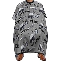 Let's Roll Golf Cart Hair Cutting Cape Salon Haircut Apron Barbers Hairdressing Cape with Adjustable Snap Closure