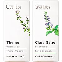 Thyme Oil for Hair Growth & Sage Oil for Skin Set - 100% Pure Therapeutic Grade Essential Oils Set - 2x10ml - Gya Labs