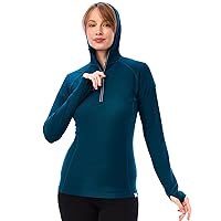 Merino.tech Merino Wool Hoodie Women - 100% Merino Wool Base Layer Women Half Zip Lightweight Thermal Long Sleeve Shirt