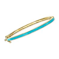 Ross-Simons Turquoise Enamel Bangle Bracelet in 18kt Gold Over Sterling
