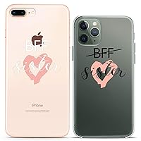 Matching Couple Cases Compatible for iPhone 15 14 13 12 11 Pro Max Mini Xs 6s 8 Plus 7 Xr 10 SE 5 Bff Sisters Clear Love Her Gift Silicone Pairs Cover Women Cute Art Mate Girls Teen Best Friends