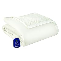 Thermee Micro Flannel Full-Size Ultra Velvet Electric Heated Blanket, Machine Wash & Dry, Timer & Safety Shutoff, 90Lx72W, Cream