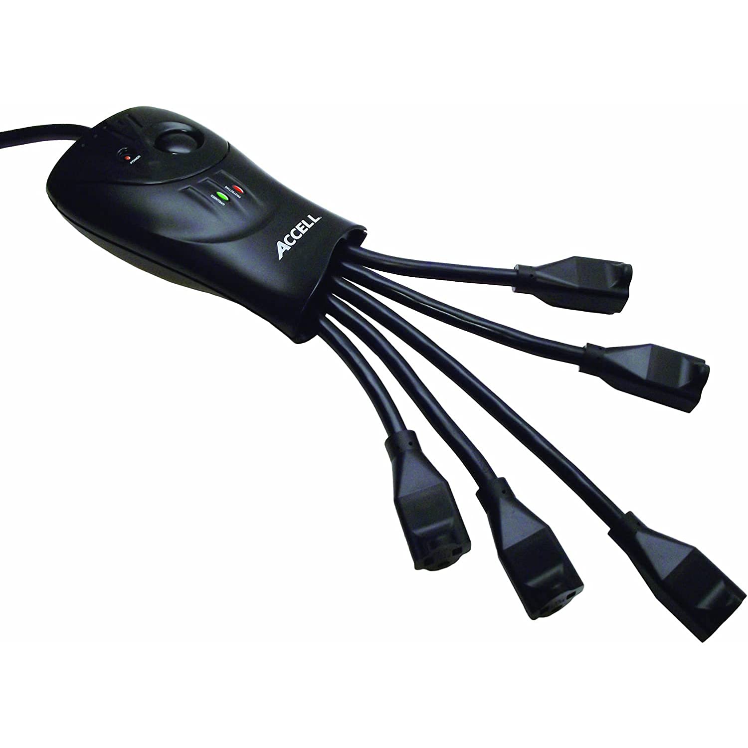 Accell Power Flexible Surge Protector and Power Conditioner - 1080 Joules, 3ft, Black, 3 ft (0.9 m), Retail Box, Black