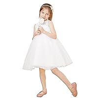 Eightale Tulle Flower Girl Dress for Wedding First Communion Dresses Long Appliques Princess Dresses for Girls 2023
