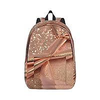 Rose Gold Glitter Print Canvas Laptop Backpack Outdoor Casual Travel Bag Daypack Book Bag For Men Women
