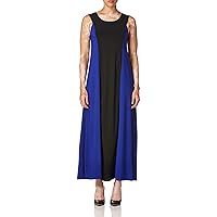 Star Vixen Women's Plus-Size Black Stripe Colorblock Sleeveless Maxi Dress