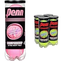 Championship Pink Tennis Balls - Extra Duty Felt Pressurized Tennis Balls - 1 Can, 3 Balls & Championship Tennis Balls - Extra Duty Felt Pressurized - 4 Cans, 12 Balls