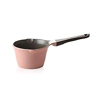 Neoflam 1qt Saucepan Butter Warmer Milk Boiling|Melting Pot, Ecolon Healthy Ceramic Nonstick Coating PFOA-free, 2 Pour Spouts, Dishwasher Safe, Pink