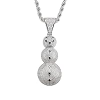 Moca Jewelry Hip Hop Angry Snowman Iced Out Bling Pendant Chain 18K Gold Plated Necklace Special Christmas Gift for Men Women