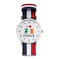 I Love Irish Dance Nylon Watch Adjustable Wrist Watch Band Easy to Read Time with Printed Pattern Unisex
