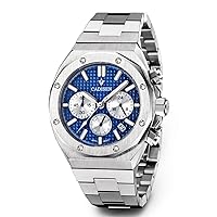 CADISEN Men's Quartz Watches Stainless Steel Sports Waterproof Chronograph Sapphire Glass Wrist Watches for Men