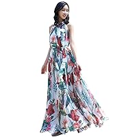 MedeShe Womens Hippie Chiffon Maxi Dress Plus Size Casual Bohemian Beach Holiday Bangkok Dress Wedding Guest Sundress