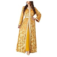 Autumn Winter Print Fleece Caftan Luxury Party Muslim 2 Piece Set Women's Dress Evening Dresses Arab Gown