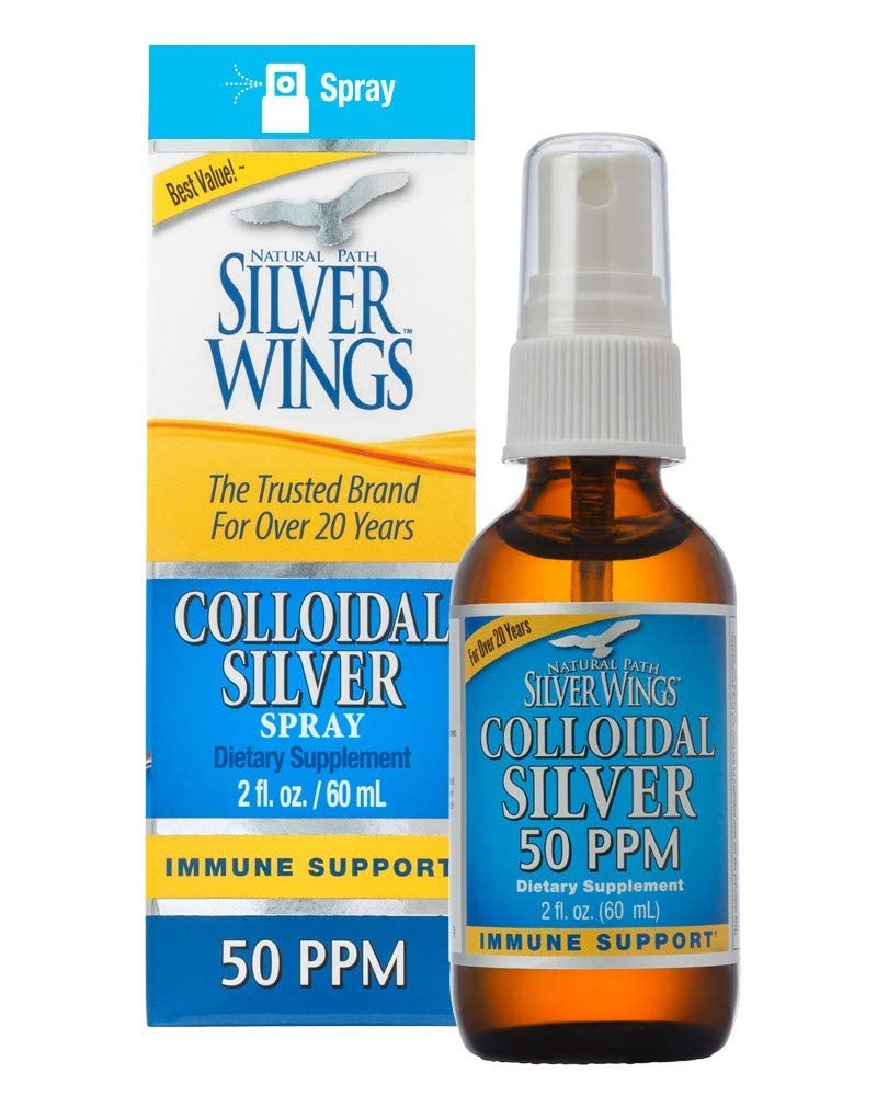 Natural Path Silver Wings Colloidal Silver 50ppm (250mcg) Immune Support Supplement 2 fl. oz. spray