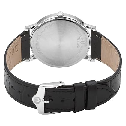 Bulova Men's Classic 3-Hand Calendar Date Quartz Leather Strap Watch, Buckle, 37mm