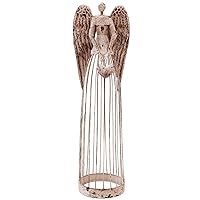 Metal Angel Statue Decor for Garden Yard Art Outdoor Standing Large Angel Decorations with Heart Antique Patio Patio Lawn Holiday Christmas 32 Inches Tall